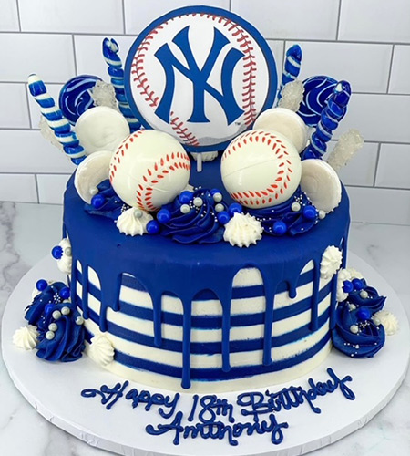 Yankees Striped Baseball Cap Birthday Cake – Blue Sheep Bake Shop